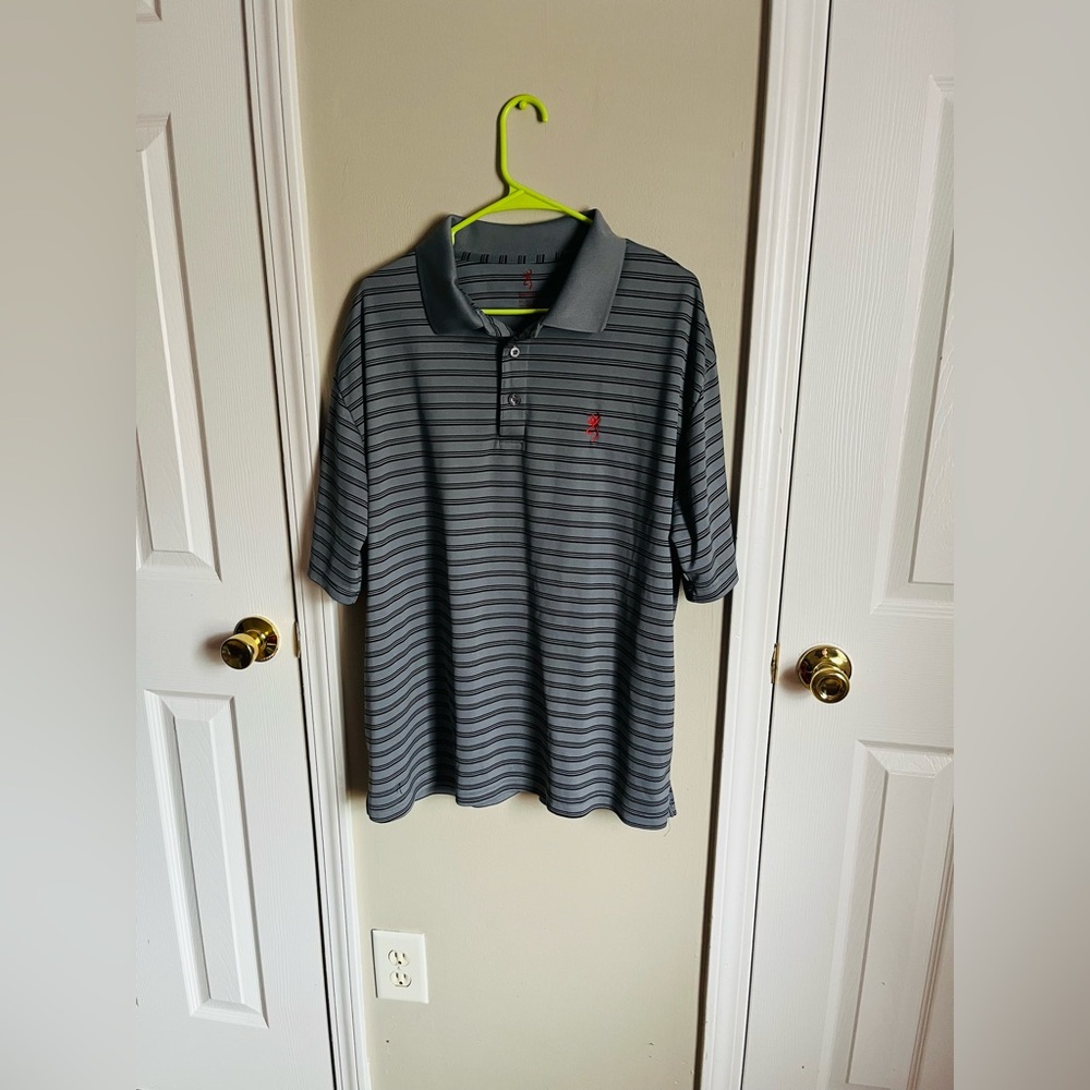 Browning Men's Polo with Black and Gray Stripes